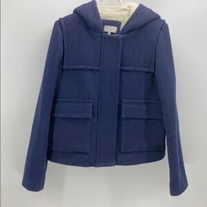 Lou & Grey Sherpa lined winter jacket navy blue wool blend interior warm size M